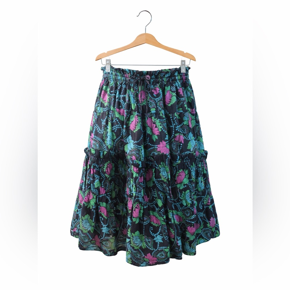 Marc Jacobs Floral Y2K Skirt Small Tie Waist Peasant Boho Tiered Midi Skirt